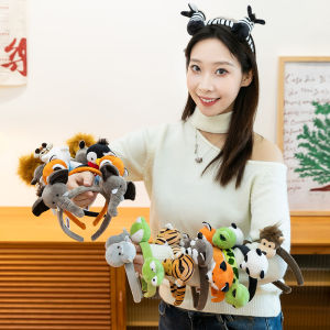 Dễ thương đầu hổ băng đô tóc gấu trúc hươu cao cổ rửa mặt băng đô tóc thỏ trắng nhỏ băng đô trẻ em biểu diễn đạo cụ quà tặng rửa