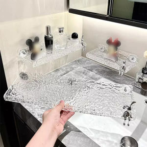 Acrylic water ripple storage rack Light Luxury can put soap mobile phone and aromatherapy bottles with heightened edge design non-slip no punching design