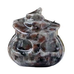 JITEN Creative Crystal Pumpkin Figurine Handmade Pumpkin Shaped Natural Crystal Pumpkin Crystal Pumpkin Ornaments Manual Sculpture Mini Pumpkin Statue Home Decor
