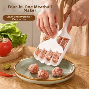 MIRELAE Four-Cavity Structure Meatball Maker Squeeze Molding Spoon-Shaped Fish Ball Maker Easy to Clean Food Shaping Mold Home Kitchen