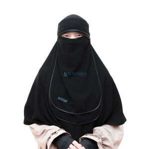 Niqab Poni 2 Layer Bisban Hijrah Silk Jetblack Alsyahra Exclusive