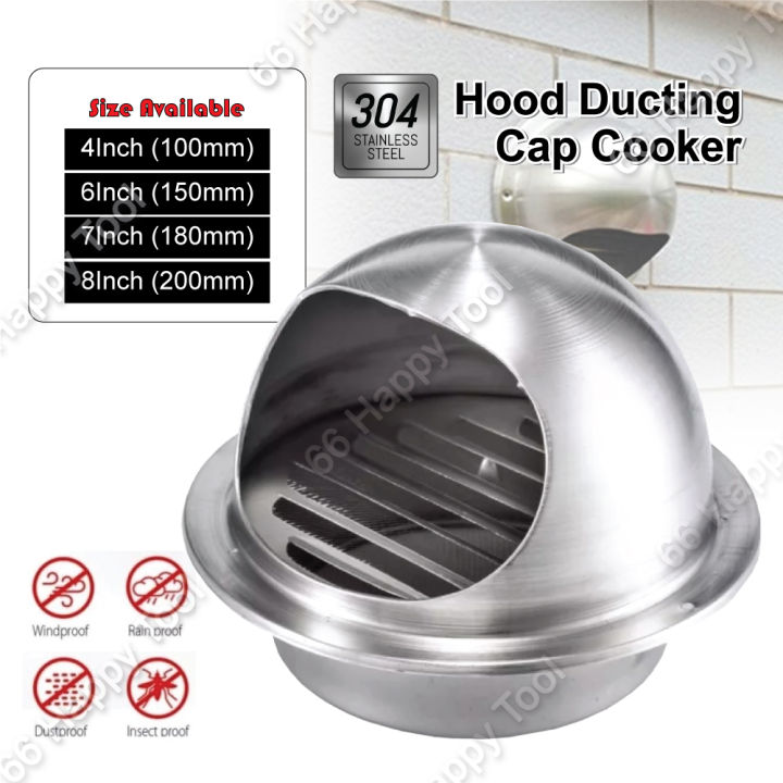 Hood Ducting Cap Cooker 4 / 6 / 7 / 8 Inch Stainless Steel Hood Air