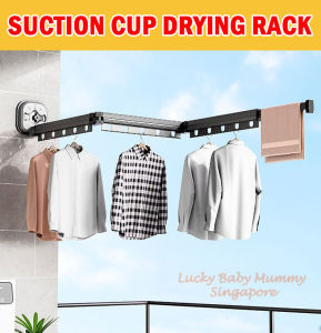 Suction Cup Drying Rack Folding Clothes Hanger Wall Mounted Portable Balcony Collapsible Retractable Household/Local Stock