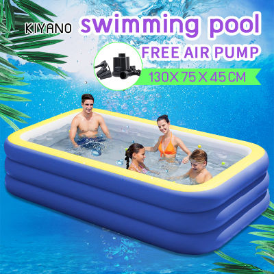 Inflatable swimming pool with electric air pump outdoor portable ...