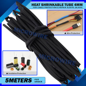 MW 10 Meters Heat Shrink Tube 4mm – Black Polyolefin Sleeve for Electrical Cable Protection & Repair