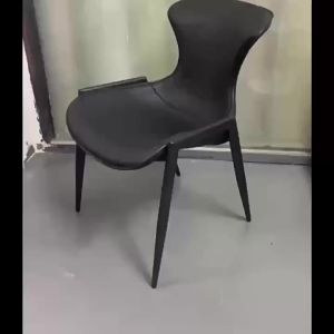 Saddle Leather Dining Chair Home Chair Black Backrest Chair Simple Artistic High-end Dining Table Stool