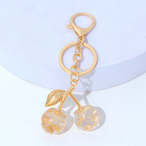 Fashion Red Cherry Keychain Summer Fruits Cherries Pendant Keyring for Women Men Jewelry Bag Accessories Gift