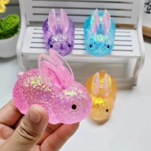 REOPYG Sequins Maltose Pinch Toy Hedgehog Soft TPR Squeezing Colored Rabbit Novelty Elastic Slow Rebound Toy Xmas Gift