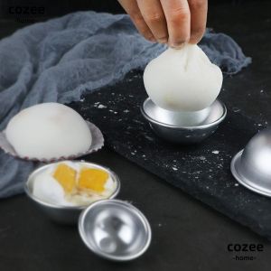 Snow Mei Niang Mold Aluminium Alloy Daifuku Pastry Dessert Mould 3d Practical Half Round Mochi Mold Kitchen Tool