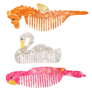 Lightweight Compact Hairbrush With Marine Animal Decoration Acetate Construction Easy Use