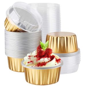 10 Pcs Kue Cup Aluminium Foil Import Bisa Dipakai Berulang / Cup Kue Korean Dessert Box Kotak Cup Cake Kue Puding / Cup Foil Bulat / Mika Dessert Box / Mika Puding / Mika Bolu Cup / Mika Kue SH GT19