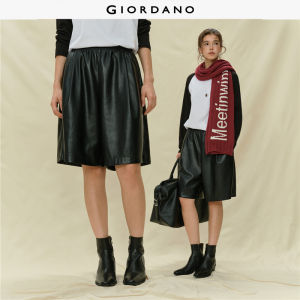 Giordano Women Faux leather elastic waist shorts Free Shipping 18405605