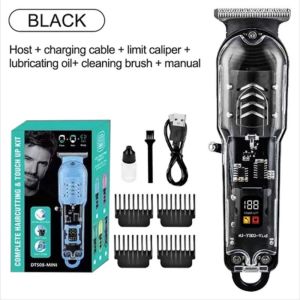 Transparent Body Electric Hair Clipper Professional Trimmer USB Rechargeable Hair Cutting Machine For Men Holiday Gift For Him