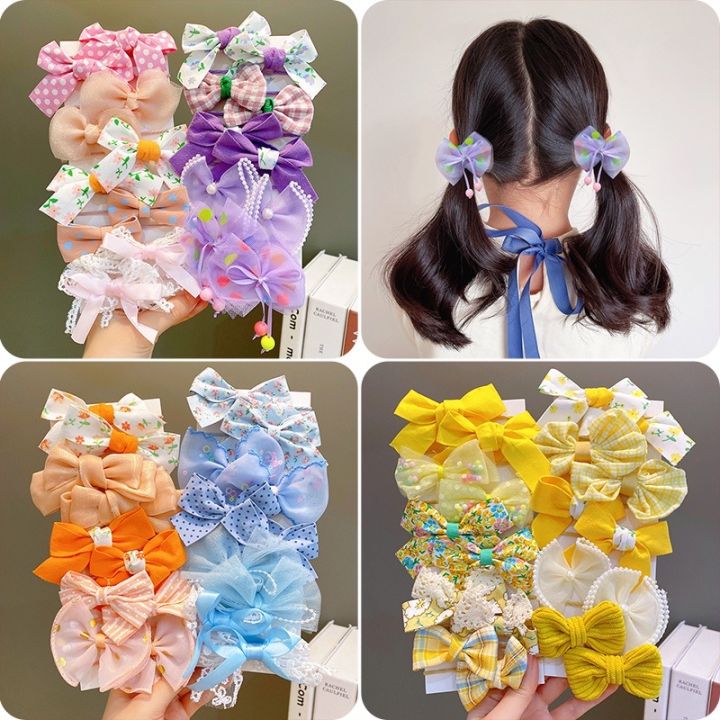 10PCS Elastic Bowknot Ponytail Hair Tie Set Hair Rope Headdress Hair