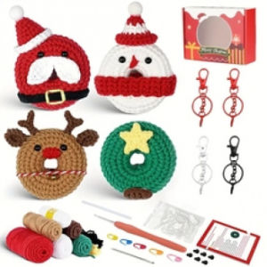 Christmas Crochet Kit Beginners Christmas Crochet Set Ornament DIY Gift Xmas Doughnut Funny Creative Gift for Kids