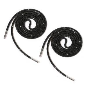 2Pcs Glittering Shoelaces 140cm Rhinestones Round Shoes Laces String for Festivals and Event Sneakers Hoodie Sweatpants