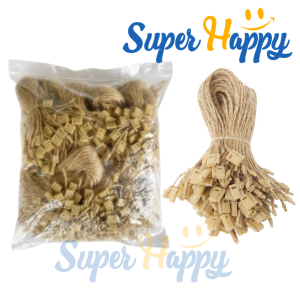 เชือกคล้องป้ายราคาสินค้า (ขายส่ง1000เส้น) วัสดุเป็นเชือกปอ เชือกป่านแบบมีตัวล็อกพลาสติก ใช้สำหรับคล้องป้ายแท็กสินค้า