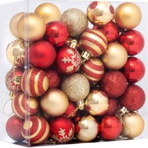 New Christmas 4CM50 Pack Golden Red Hand Painted Christmas Ball Set Christmas Tree Pendant Decoration