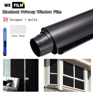 Waterproof Full Black Window Film Sealed Opaque Privacy Protection Window Tint Blackout Stickers for Home or Office(30405060708090100152cm)