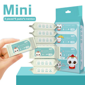 Portable Eco-Friendly Hygiene Wet Wipes Cartoon Cute Baby Wipe Tissues Mini Sanitizing Disposable Skin Care Non-Alcohol Non-Parabens Non-Fragrance