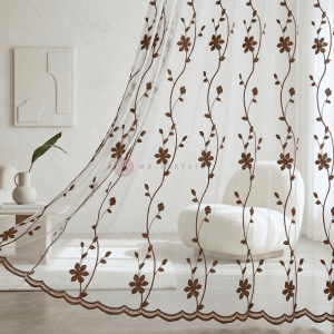 Ready Stock Iriana Sheer Langsir Lace Bersulam Bunga Siap Jahit Cangkuk & Ring / Ready Made Day Curtain Hook Ring
