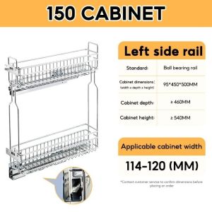 NEXASHOP 2 Layer Condiments Pull Out Basket Durable 304 Stainless Steel Spice Rack High Quality Pull Out Design Kitchen Organizer Kitchen Use