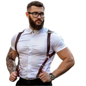 VNEUB1 Punk Men Harness Waist Belt Adjustable PU Body Harness Clothing Accessories Simple Shaping Chest Leather Harness Vest Man