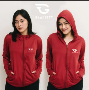 Jaket Hoodie Outdoor GRAFFITY - UV Protection UPF 50+ Warna Putih/Persik/Biru Laut