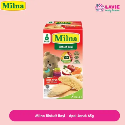 Milna Biskuit Bayi Apel Jeruk 65g – Biskuit MPASI | Rasa Apel & Jeruk | Mudah Lumer & Bergizi - Lavie Baby House