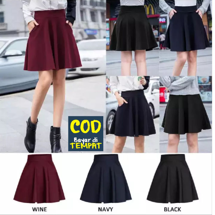Style Rok Scuba NEW Rok Payung Scuba Pendek / Midi Skirt / Rok Import / Midi Flare ...