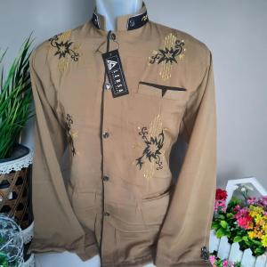 (( LEBSA MOESLIM WEAR )) JAS KOKO/JASKO/JASCO/BAJUKOKO/BUSANA MUSLIM PRIA TERBARU 2025 PEMDA/MOCA/COKLAT MUDA LIS HITAM BORDIR BISA COD
