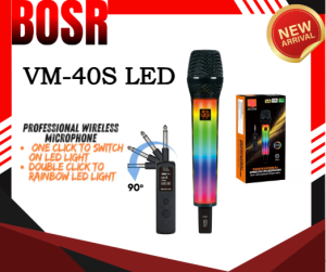 NEW JB/HARMAN VM-40S Professional Handheld Wireless Unidirectional Dynamic Microphone with RGB Light And Built In Rechargeable Battery
