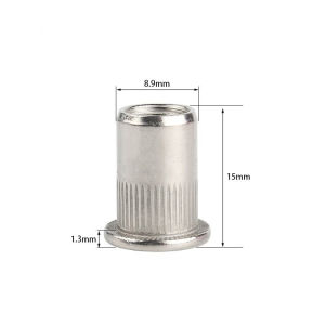 100Pcs M5 M6 304 Stainless Steel Rivet Nut Flat Head Threaded Rivet Insert Nutsert Cap Rivet Nut