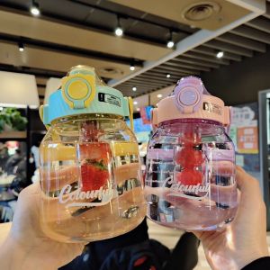 Botol Minum Gemoy Infus Water Tali Sedotan 1300 ml 8026 FREE Sticker