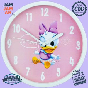 Jam Dinding Analog Hiasan Kamar Karakteranak BestSeller Karakter NN1717 Unik Daisy Duck Bagus