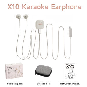 Koorfly X10 Microphone Karaoke Sound Card Earphones 3-in-1 APP Control/Backing Music for Smule Live Streaming