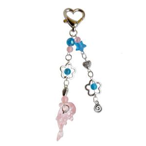 Stylish Key Chain Ocean Animal Keyring Whale Pendant Beaded Keychain for Women Girls Colorful Phone Strap Decoration