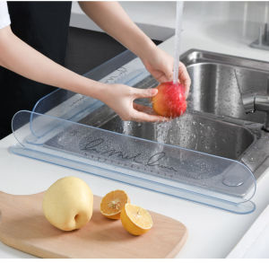 Locaupin Water Sink Splash Guard Transparent Anti-Splash Pad Easy Installation for Kitchen Countertop Bathroom Basin