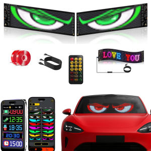 1/2 pc Mini LED Sign for Car - Devil Eyes Light for Motorcycle Flexible Programmable 17.3x7cm LED Matrix Panel for Advertising & DIY UseApp & Remote Control