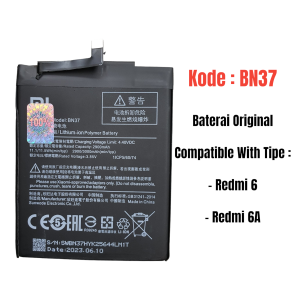 BATERAI 100% New For XIAOMI REDMI 6 / 6A / BN37 / BATRE REDMI 6 / BATTERY REDMI 6A