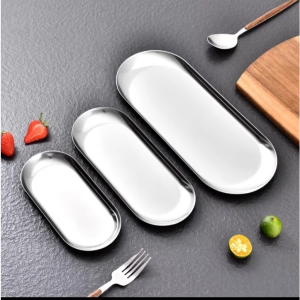 Dĩa ăn hình oval dĩa ăn Hàn Quốc dĩa hình hạt xoài sang trọng không gỉ nhiều size đa dạng (TV525)