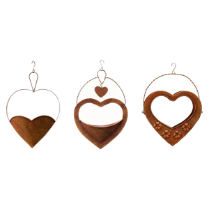 Indoor Outdoor Iron Hanger Heart Shape Design Hanging Flower Holder with Hook Perfect for Garden Window Display