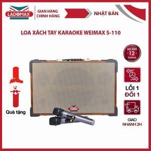 Loa Karaoke Bluetooth xách tay WEIMAX S-110 Công suất 350W Bluetooth 5.0 2 Bass 8inch Pin 6h Tặng kèm 2 micro chống hú lọc nhiễu âm thanh cực hay bảo hành chính hãng 12 tháng