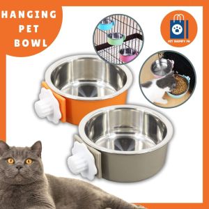 New Stainless Steel Hanging Pet Feeder Bowl for Cats & Dogs - Removable Food Dispenser | N0-009-2 / N0-009-1