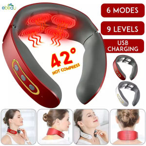 ebeau Electric Chargable Cervical Heat Neck Massager Machine Body Infrared Pulse Massager for Home Office Cars Sport Travel