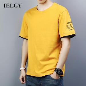 Áo Phông Cổ Tròn IELGY Cho Nam Áo Thun Ngắn Tay Giản Dị Phiên Bản Hàn Quốc Màu Đen Cổ Tròn