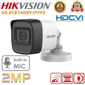 Hikvision CCTV Camera DS-2CE16D0T-ITPFS 2MP/5MP Full HD With audio Smart IR 25m Bullet Camera Outdoor Waterproof CCTV
