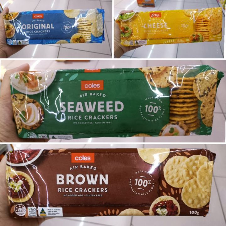 Coles Air Baked Rice Crackers No Added MSG / Gluten Free 100g️ Lazada PH