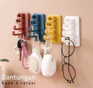 Gantungan hook 4 rotasi tempel dinding kait gantungan serbaguna