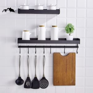 KC-05 ชั้นวางอเนกประสงค์ ช่องว่างครัว ช่องว่างอุปกรณ์อาบ สีดำ Nordic Style อลูมิเนียม สำหรับป้องกันสนิม